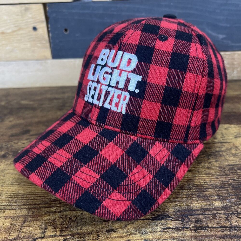 Bud Light Seltzer Plaid Trucker Snapback Hat Baseball Cap